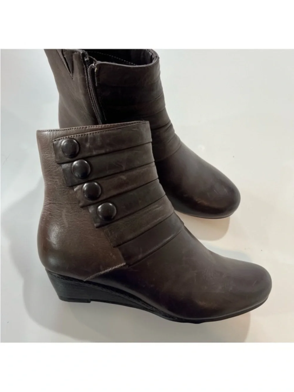 Spring Step Dark Brown Ankle Booties Fennel